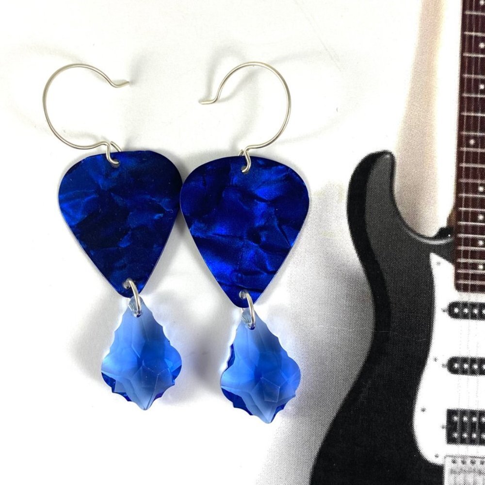 Killer Royal Pearl Guitar Pick Earrings OOAK